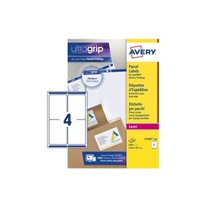 Avery Addressing Labels Laser Jam-free 4 per Sheet 139x99.1mm White Re Avery Addressing Labels Laser Jam-free 4 per Sheet 139x99.1mm White Re