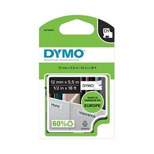 Dymo 16959 D1 Polyester Tape 12mmx5.5m Black on White S0718060 Dymo 16959 D1 Polyester Tape 12mmx5.5m Black on White S0718060
