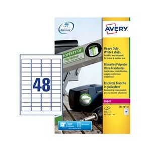 Avery Laser Label Heavy Duty 45.7x21.2mm 48 Per Sheet White (960 Pack) Avery Laser Label Heavy Duty 45.7x21.2mm 48 Per Sheet White (960 Pack)