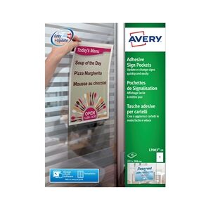 Avery Transparent Adhesive Sign Pockets A4 (10 Pack) L7083-10 Avery Transparent Adhesive Sign Pockets A4 (10 Pack) L7083-10