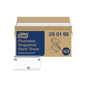 Tork Singlefold Hand Towel H3 Flushable White 3750 Sheets Tork Singlefold Hand Towel H3 Flushable White 3750 Sheets