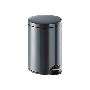 Durable Round Powder Coated Metal Pedal Bin 20 Litre Charcoal 341258 Durable Round Powder Coated Metal Pedal Bin 20 Litre Charcoal 341258