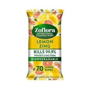 Zoflora Lemon Biodegradable Antibacterial Cleaning Wipes 70's Zoflora Lemon Biodegradable Antibacterial Cleaning Wipes 70's