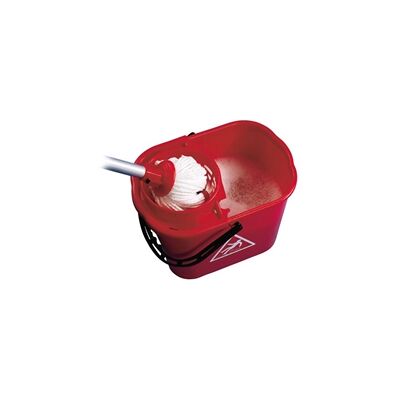 2Work Plastic Mop Bucket with Wringer 15 Litre Red - Mop bucket 2Work Plastic Mop Bucket with Wringer 15 Litre Red - Mop bucket