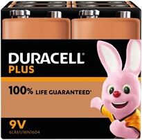 Duracell Plus 9V Battery Alkaline 100% Life (Pack of 4) 5009826