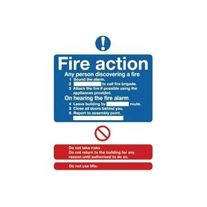 Unbranded Safety Sign Niteglo Fire Action 300x250mm Self-Adhesive Unbranded Safety Sign Niteglo Fire Action 300x250mm Self-Adhesive