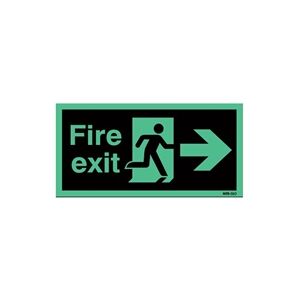 Unbranded Safety Sign Niteglo Fire Exit Running Man Arrow Right Self-Adhesive Unbranded Safety Sign Niteglo Fire Exit Running Man Arrow Right Self-Adhesive