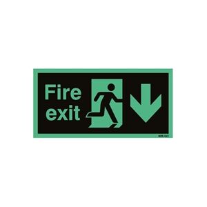 Unbranded Safety Sign Niteglo Fire Exit Running Man Arrow Down Self-Adhesive Unbranded Safety Sign Niteglo Fire Exit Running Man Arrow Down Self-Adhesive