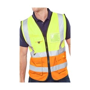 Beeswift Two Tone Executive Waistcoat Saturn Yellow / Orange M Beeswift Two Tone Executive Waistcoat Saturn Yellow / Orange M