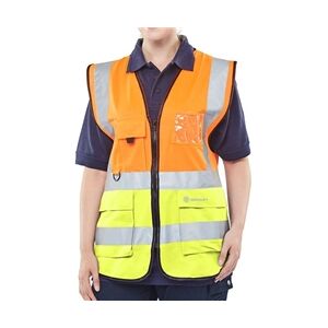 Beeswift Two Tone Executive Waistcoat Orange / Saturn Yellow 6XL Beeswift Two Tone Executive Waistcoat Orange / Saturn Yellow 6XL