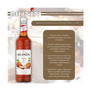 Monin Pumpkin Spice Coffee Syrup 1 Litre Monin Pumpkin Spice Coffee Syrup 1 Litre