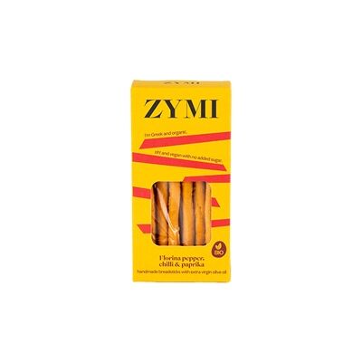 Zymi Organic Breadsticks Florina Red Pepper, Chilli Paprika 140G 12 Zymi Organic Breadsticks Florina Red Pepper, Chilli Paprika 140G 12