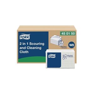 Tork 2 in 1 Scouring and Cleaning Cloth White 450150 (Pack of 360) Tork 2 in 1 Scouring and Cleaning Cloth White 450150 (Pack of 360)