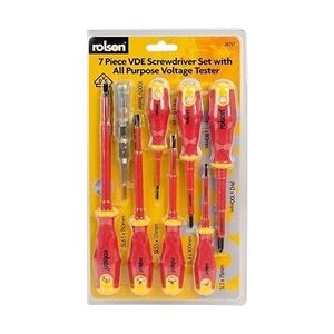 Rolson 7 Piece VDE Screwdriver Set w/ Volt Tester Rolson 7 Piece VDE Screwdriver Set w/ Volt Tester