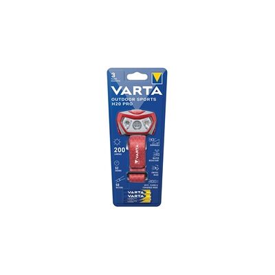 Varta Outdoor Sports H20 Pro Headlamp - 200 lm Head Torch 52h, Red Varta Outdoor Sports H20 Pro Headlamp - 200 lm Head Torch 52h, Red