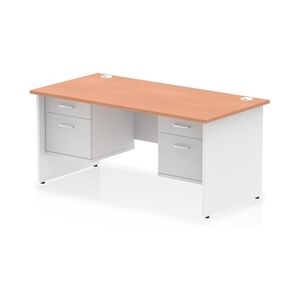 Impulse 1600x800 Desk Beech/White Panel End with 2x2 Drawer Fixed Ped