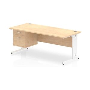 Impulse 1800x800 Desk Maple White Cable Managed Leg + Fixed Pedestal Impulse 1800x800 Desk Maple White Cable Managed Leg + Fixed Pedestal