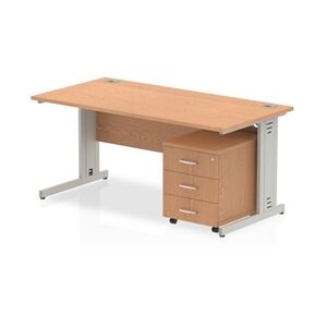Impulse 1800x800mm Desk Oak Silver Cable Managed Leg + Mobile Ped Impulse 1800x800mm Desk Oak Silver Cable Managed Leg + Mobile Ped