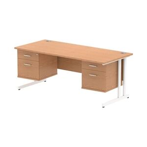 Impulse 1800x800 Desk Oak White Cantilever 2x2 Drawer Fixed Pedestal Impulse 1800x800 Desk Oak White Cantilever 2x2 Drawer Fixed Pedestal
