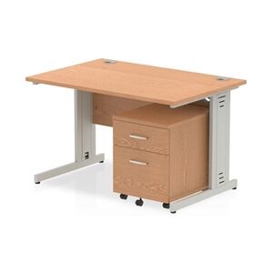Impulse 1200x800mm Desk Oak Silver Cable Managed Leg and Mobile Ped Impulse 1200x800mm Desk Oak Silver Cable Managed Leg and Mobile Ped