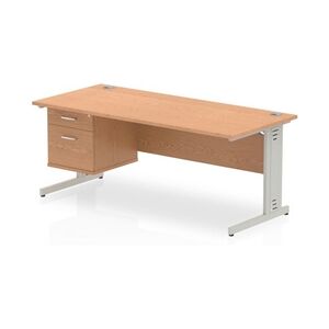 Impulse 1800x800 Desk Oak Silver Cable Managed Leg + Fixed Pedestal Impulse 1800x800 Desk Oak Silver Cable Managed Leg + Fixed Pedestal