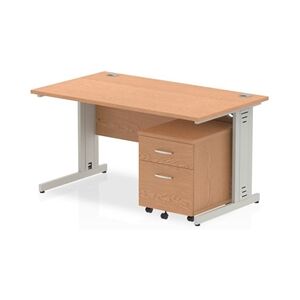 Impulse 1400x800mm Desk Oak Silver Cable Managed Leg and Mobile Ped Impulse 1400x800mm Desk Oak Silver Cable Managed Leg and Mobile Ped