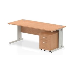 Impulse 1800x800 Desk Oak Silver Cable Managed Leg+ Mobile Ped Impulse 1800x800 Desk Oak Silver Cable Managed Leg+ Mobile Ped