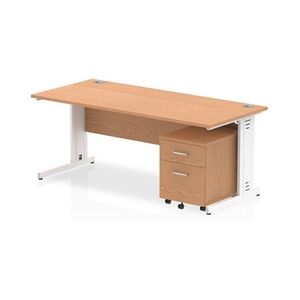 Impulse 1800x800 Desk Oak WhiteCable Managed Leg+ Mobile Ped Impulse 1800x800 Desk Oak WhiteCable Managed Leg+ Mobile Ped
