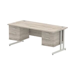 Impulse 1800x800 Desk Grey Oak Cantilever Leg + 2x Fixed Pedestal Impulse 1800x800 Desk Grey Oak Cantilever Leg + 2x Fixed Pedestal