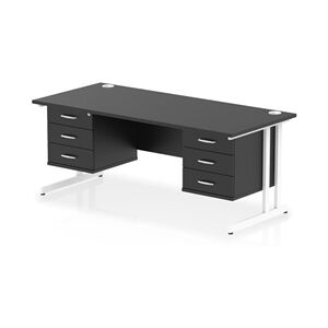 Impulse 1800x800 Desk Black/White Cantilever Leg 2x3 Drawer Fixed Ped Impulse 1800x800 Desk Black/White Cantilever Leg 2x3 Drawer Fixed Ped