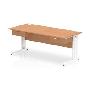 Impulse 1800x800 Desk Oak/White Cable Managed Leg 2x1 Drawer Fixed Ped Impulse 1800x800 Desk Oak/White Cable Managed Leg 2x1 Drawer Fixed Ped