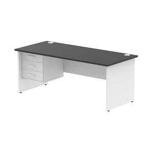 Impulse 1800x800 Desk Black/White Panel End Leg 1x3 Drawer Fixed Ped Impulse 1800x800 Desk Black/White Panel End Leg 1x3 Drawer Fixed Ped