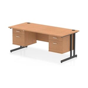 Impulse 1800x800 Desk Oak/Black Cantilever Leg 2x2 Drawer Fixed Ped Impulse 1800x800 Desk Oak/Black Cantilever Leg 2x2 Drawer Fixed Ped