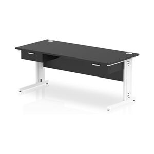 Impulse 1800x800 Desk Black/White Cable Managed 2x1 Drawer Fixed Peds Impulse 1800x800 Desk Black/White Cable Managed 2x1 Drawer Fixed Peds