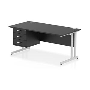 Impulse 1600x800 Desk Black/Silver Cantilever Leg 1x3 Drawer Fixed Ped Impulse 1600x800 Desk Black/Silver Cantilever Leg 1x3 Drawer Fixed Ped