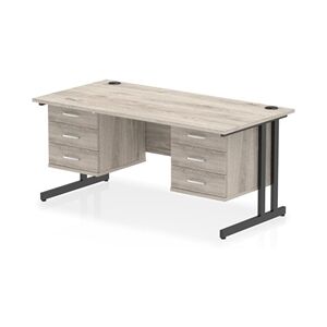 Impulse 1600x800 Desk Grey Oak/Black Cantilever 2x3 Drawer Fixed Peds Impulse 1600x800 Desk Grey Oak/Black Cantilever 2x3 Drawer Fixed Peds