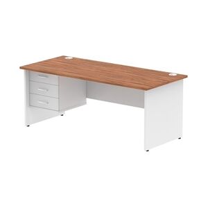 Impulse 1800x800 Desk Walnut/White Panel End Leg 1x3 Drawer Fixed Ped Impulse 1800x800 Desk Walnut/White Panel End Leg 1x3 Drawer Fixed Ped