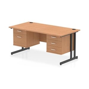 Impulse 1600x800 Desk Oak/Black Cantilever Leg 2 & 3 Drawer Fixed Ped Impulse 1600x800 Desk Oak/Black Cantilever Leg 2 & 3 Drawer Fixed Ped