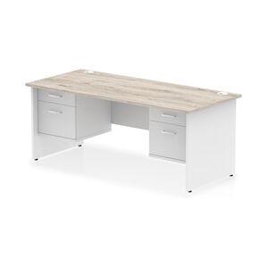 Impulse 1800x800 Desk Grey Oak/White Panel End 2x2 Drawer Fixed Ped Impulse 1800x800 Desk Grey Oak/White Panel End 2x2 Drawer Fixed Ped