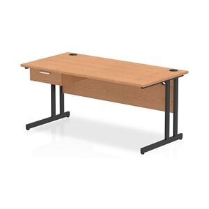 Impulse 1600x800 Desk Oak/Black Cantilever Leg 1x1 Drawer Fixed Ped Impulse 1600x800 Desk Oak/Black Cantilever Leg 1x1 Drawer Fixed Ped