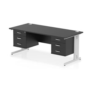 Impulse 1800x800 Desk Black/Silver Cable Managed 2x3 Drawer Fixed Peds Impulse 1800x800 Desk Black/Silver Cable Managed 2x3 Drawer Fixed Peds
