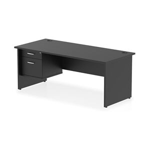 Impulse 1800x800 Desk Black Top Panel End 1x2 Drawer Fixed Ped Impulse 1800x800 Desk Black Top Panel End 1x2 Drawer Fixed Ped