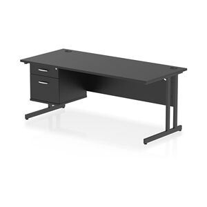 Impulse 1800x800 Desk Black/Black Cantilever Leg 1x2 Drawer Fixed Ped Impulse 1800x800 Desk Black/Black Cantilever Leg 1x2 Drawer Fixed Ped