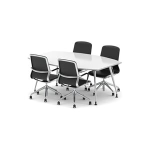 Unbranded High Gloss 1800mm Writable Boardroom Table White + 4 Executive Chairs Unbranded High Gloss 1800mm Writable Boardroom Table White + 4 Executive Chairs
