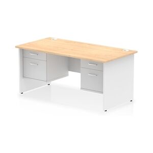 Impulse 1600x800 Desk Maple/White Panel End with 2x2 Drawer Fixed Ped Impulse 1600x800 Desk Maple/White Panel End with 2x2 Drawer Fixed Ped