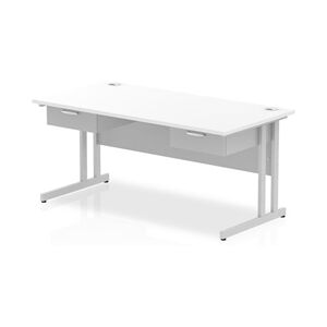 Impulse 1600x800 Desk Cantilever Leg White/Silver 2x1 Drawer Fixed Ped Impulse 1600x800 Desk Cantilever Leg White/Silver 2x1 Drawer Fixed Ped