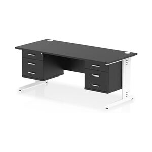 Impulse 1800x800 Desk Black/White Cable Managed 2x3 Drawer Fixed Peds Impulse 1800x800 Desk Black/White Cable Managed 2x3 Drawer Fixed Peds