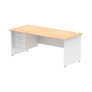 Impulse 1800x800 Desk Maple/White Panel End Leg 1x3 Drawer Fixed Ped Impulse 1800x800 Desk Maple/White Panel End Leg 1x3 Drawer Fixed Ped