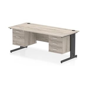 Impulse 1800x800 Desk Gry Oak/Black Cable Managed 2&3 Drawer Fixed Ped Impulse 1800x800 Desk Gry Oak/Black Cable Managed 2&3 Drawer Fixed Ped
