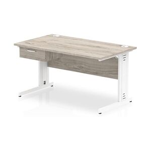 Impulse 1400x800 Desk Grey Oak/White Cable Managed Leg 1 Dr Fixed Ped Impulse 1400x800 Desk Grey Oak/White Cable Managed Leg 1 Dr Fixed Ped